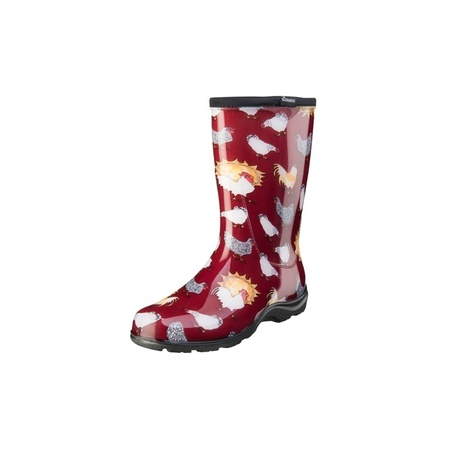Sloggers Woman's Rain and Garden Boot Chicken Bard Red Size 6 5016CBR06